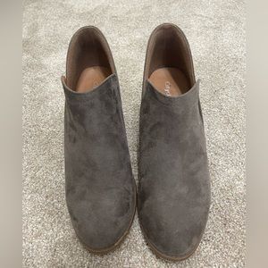 Grey slip on booties